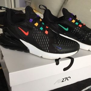 Black and white nike air max 270s